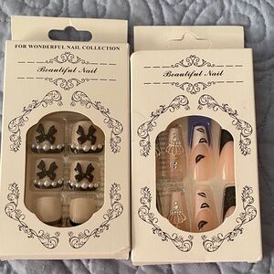 Beautiful Nail Art Set with Black and Nude Designs